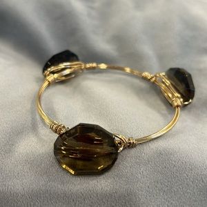 Smoky Topaz Crystal Trio Bangle Bracelet-Boutique
